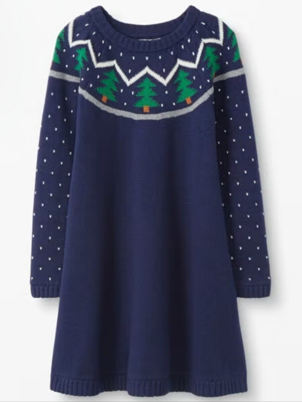 Hanna Andwesaon Navy Holiday Tree Sweater Dress